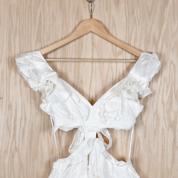 Luxxel White Ruffle Cutout Mini Dress - Picture 3 of 10